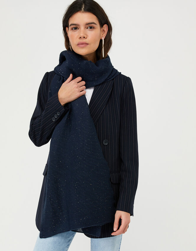 Glitter Pleated Scarf, , large