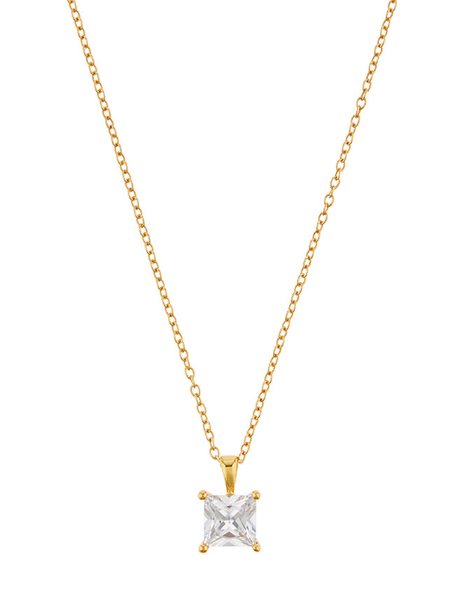 Gold-Plated Sterling Silver Cubic Zirconia Necklace, , large