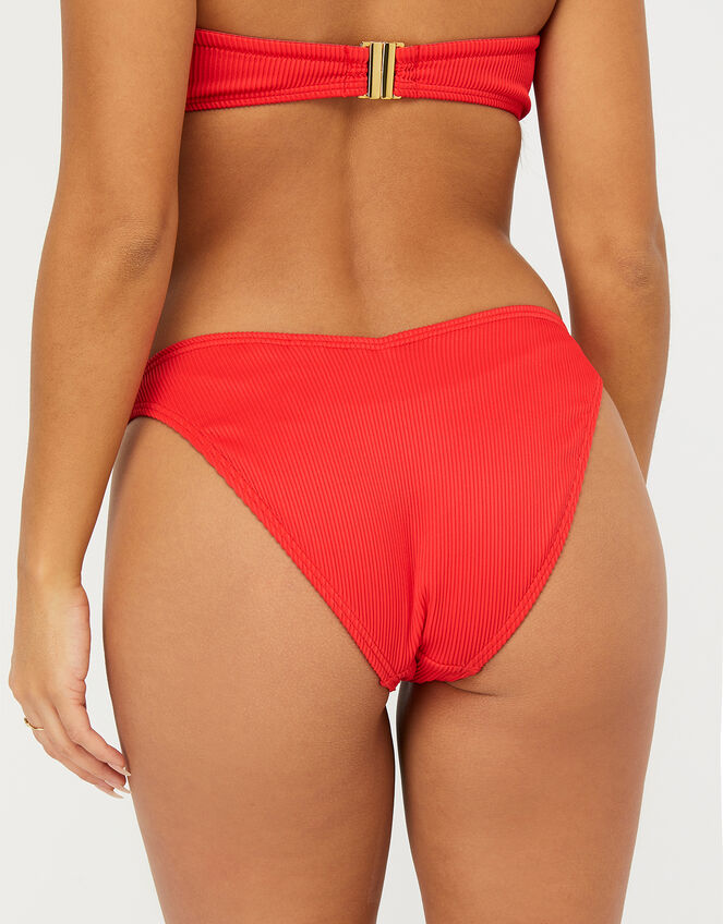Basic Ribbed V Bikini Briefs, Red (RED), large