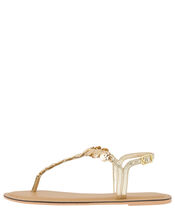 Athena Coin Metallic Sandals, Gold (GOLD), large