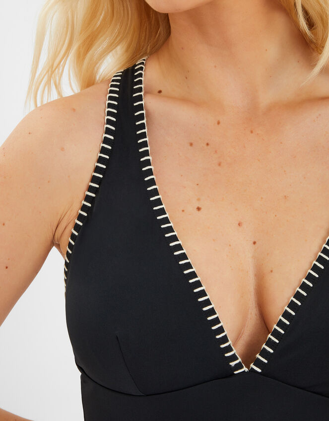 Stitch Cross-Back Plunge Swimsuit, Black (BLACK), large