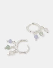 Sterling Silver Beaded Huggie Hoop Earrings, , large