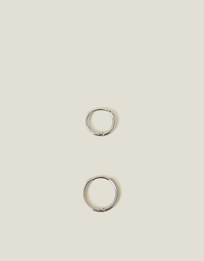 2-Pack Platinum-Plated Surgical Steel Pavé Clicker Hoops, , large