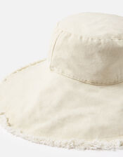 Frayed Edge Wide Brim Bucket Hat, Natural (NATURAL), large