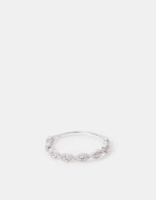 Sterling Silver Sparkle Weave Band Ring, White (ST CRYSTAL), large