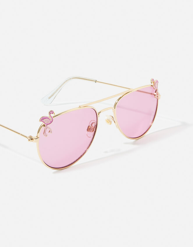 Girls Flamingo Aviator Sunglasses, , large