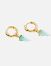 Gold-Plated Healing Stone Aventurine Hoops, , large