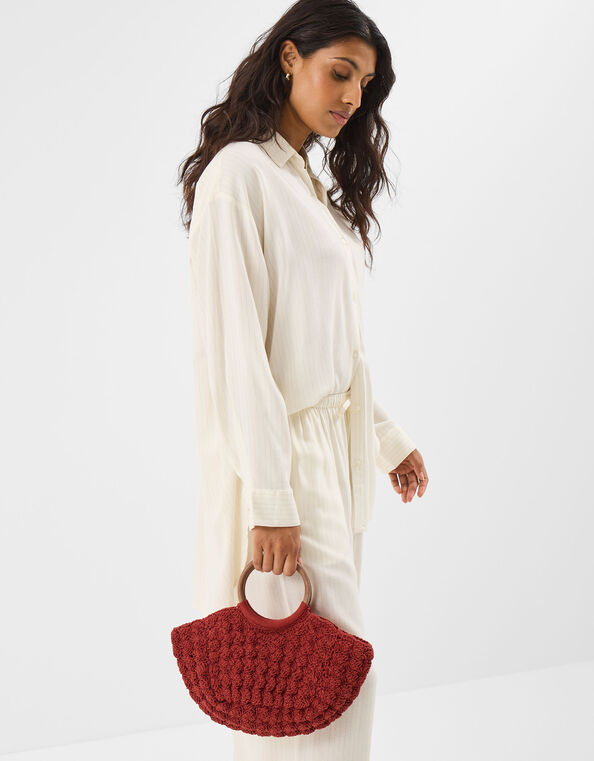 Wooden Handle Macramé Bag, , large