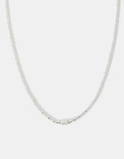 Sterling Silver-Plated Pearl Beaded Necklace, White (WHITE), large