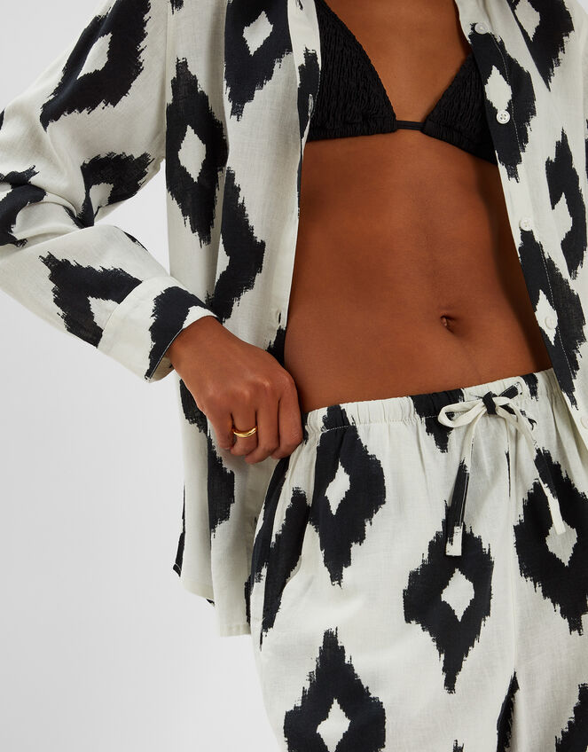 Diamond Print Wide Leg Trousers, Black (BLACK WHITE), large