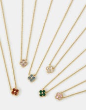 14ct Gold-Plated Birthstone Flower Pendant Necklace, Gold (GOLD), large