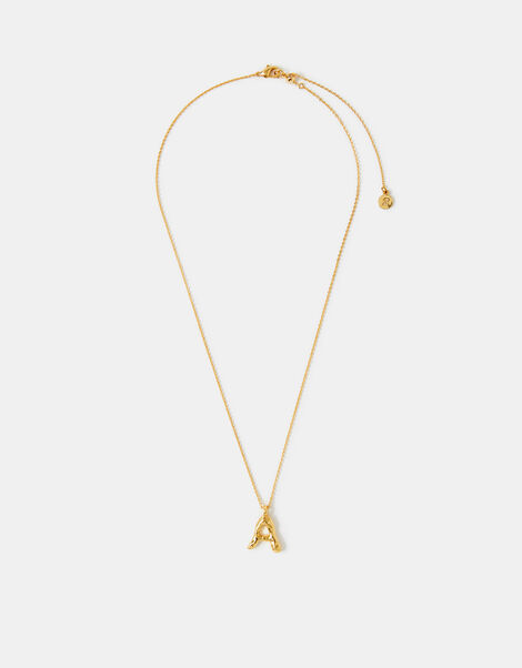 14ct Gold-Plated Molten Initial Pendant Necklace, Gold (GOLD), large