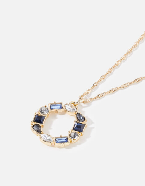 Blue Harvest Eclectic Stone Circle Pendant Necklace, , large