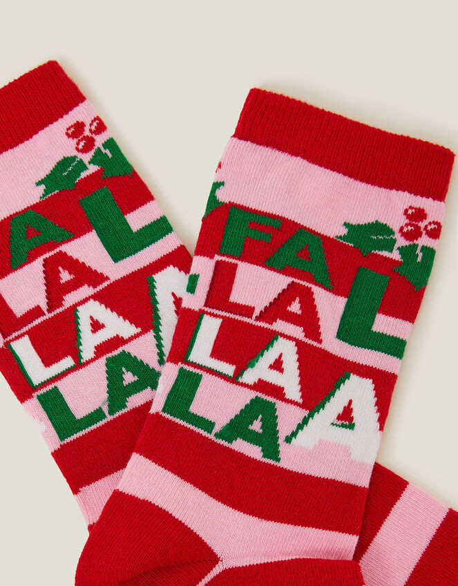 Fa La La Christmas Socks, Red (RED), large