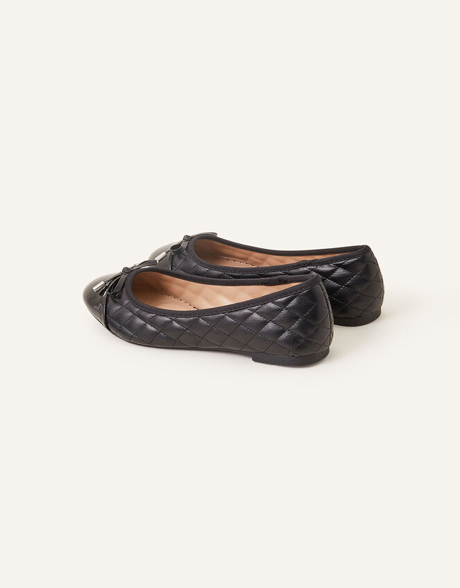 Quilted Bow Ballerina Flats, Black (BLACK), large