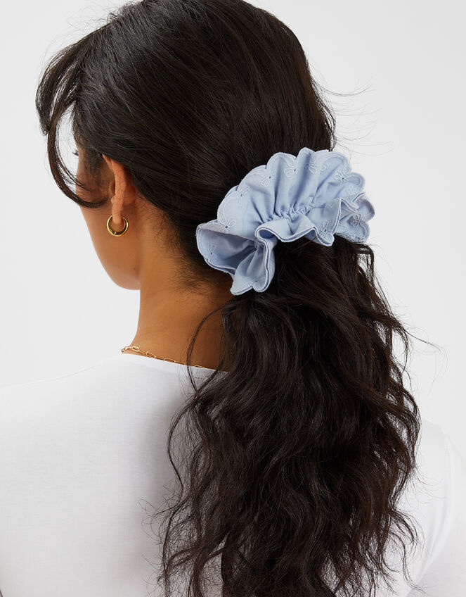 Broderie Bow Hair Scrunchie, , large