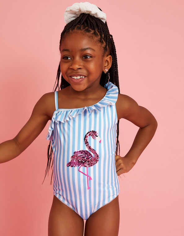Girls Flamingo Embellished Swimsuit, Multi (PASTEL MULTI), large