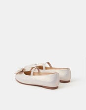 Girls Appliqué Flower Ballet Flats, Gold (GOLD), large