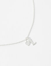 Sterling Silver Heart Initial Necklace - L, , large