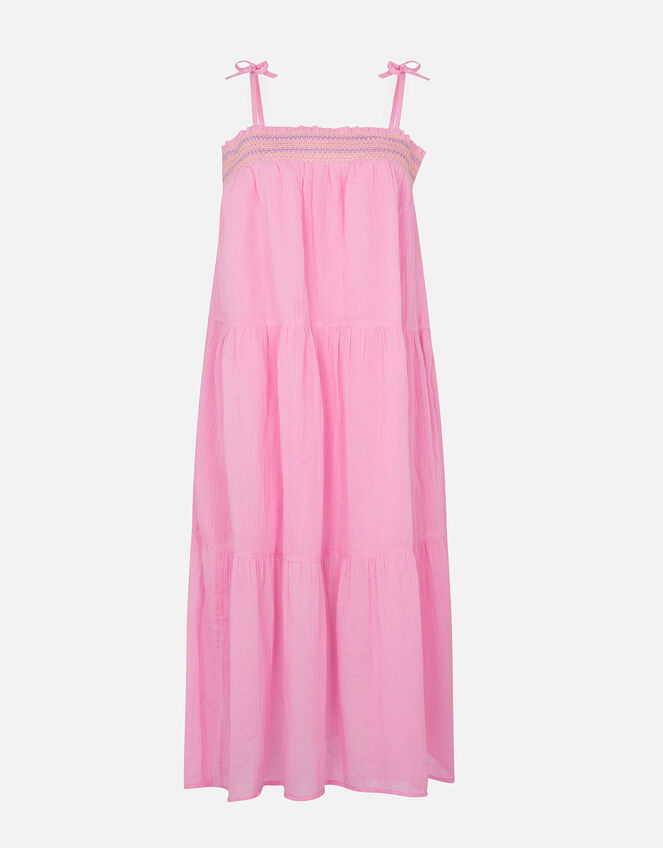 Smocked Tiered Maxi Dress, Pink (PINK), large