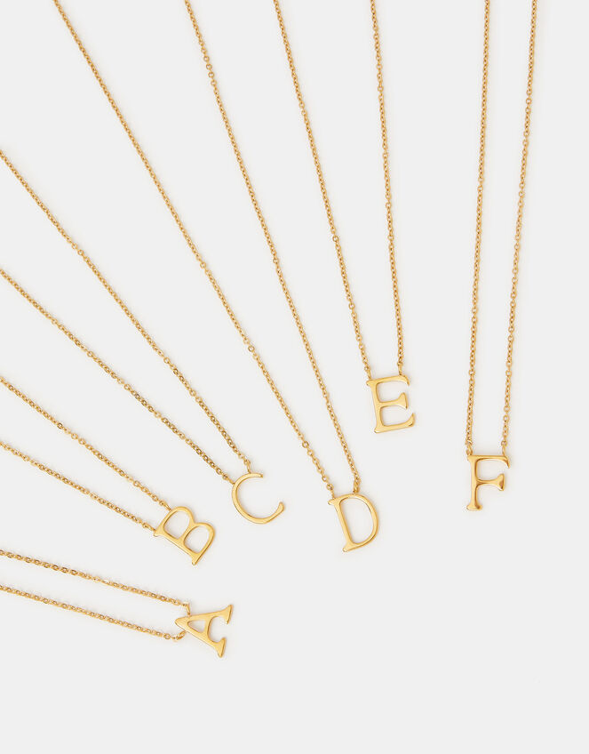 Stainless Steel Initial Pendant Necklace, Gold (GOLD), large