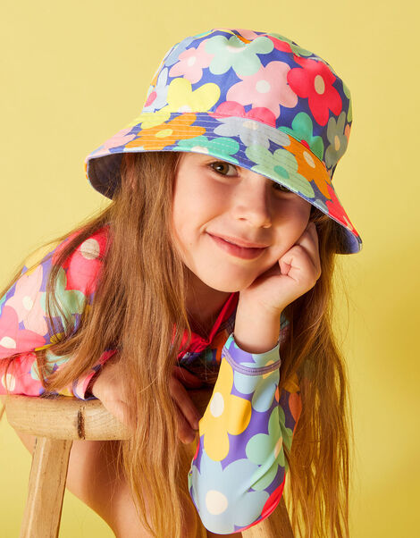 Kids Retro Floral Bucket Hat Multi, Multi (BRIGHTS-MULTI), large