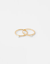 Pearl and Crystal Ring Set, Cream (PEARL), large