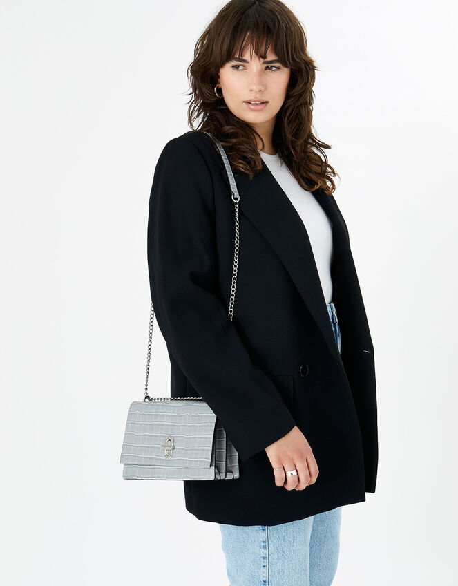Croc Lock Shoulder Bag, Grey (GREY), large