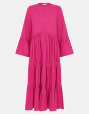 Lace Trim Midi Beach Dress, Pink (PINK), large