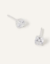 Sterling Silver Solitaire Earrings, , large