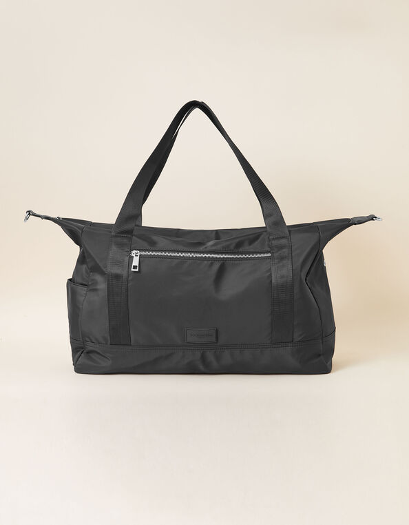 Weekend Bag with Recycled Nylon Black, Black (BLACK), large