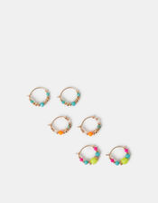 3-Pack Beaded Mini Hoop Earrings, , large