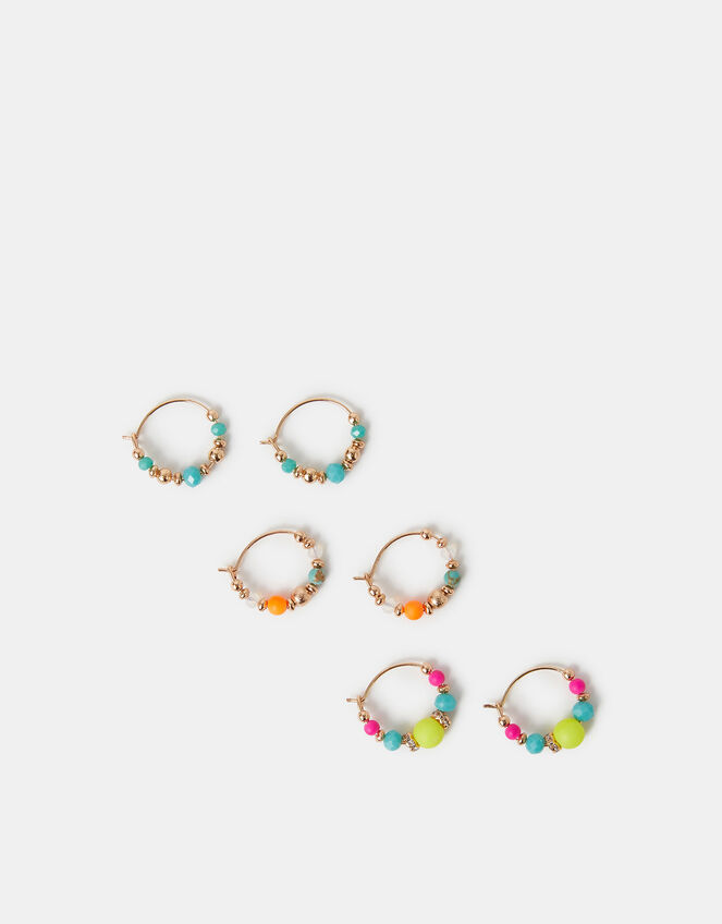 3-Pack Beaded Mini Hoop Earrings, , large