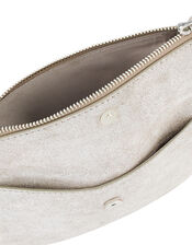 Leather Foldover Pouch, Silver (SILVER), large