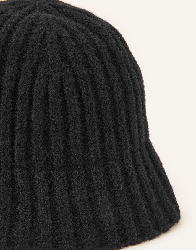 Knit Bucket Hat, Black (BLACK), large