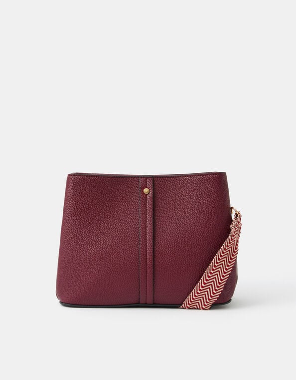 Webbing Strap Crossbody Bag, Red (BURGUNDY), large