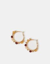 Stone Bead Hoop Earrings, , large