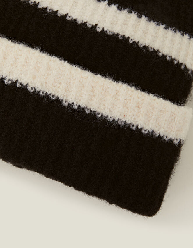 Stripe Rib Knit Beanie Hat, , large