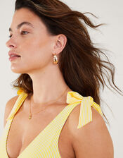 Seersucker Tie Swimsuit, Yellow (YELLOW), large