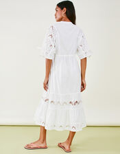 Mixed Shell Broderie Dress, White (WHITE), large