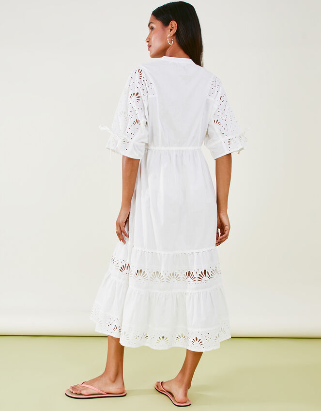 Mixed Shell Broderie Dress, White (WHITE), large