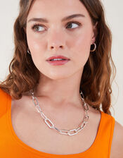 Chain Link Necklace, Silver (SILVER), large