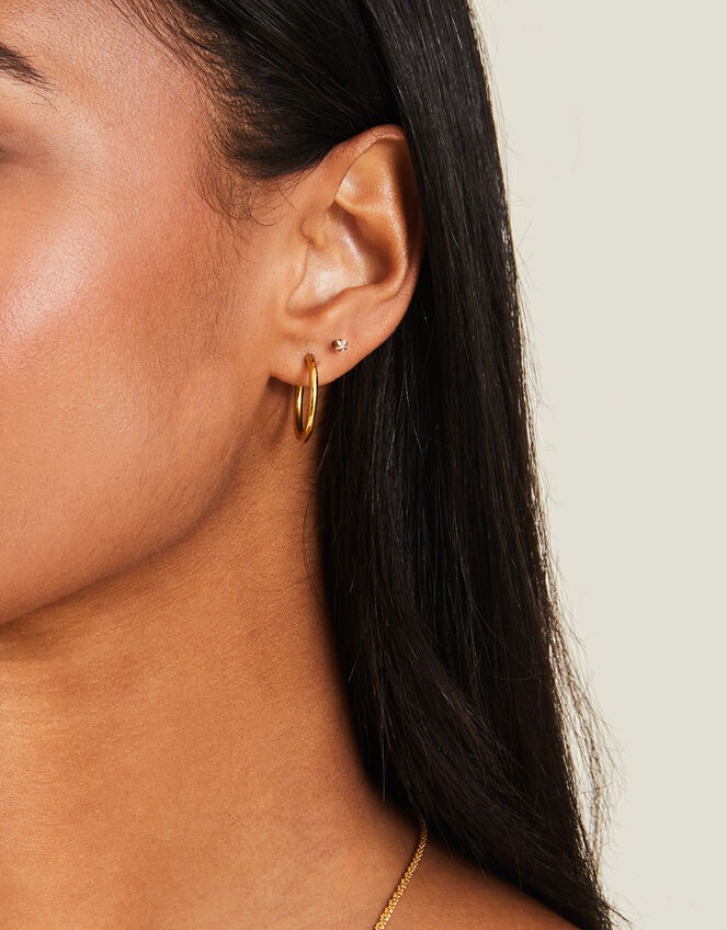 Stainless Steel Medium Hoops, , large