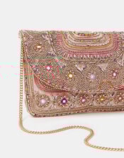Bead Mirror Embellished Clutch Bag, , large