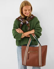 Webbing Strap Tote Bag, Tan (TAN), large