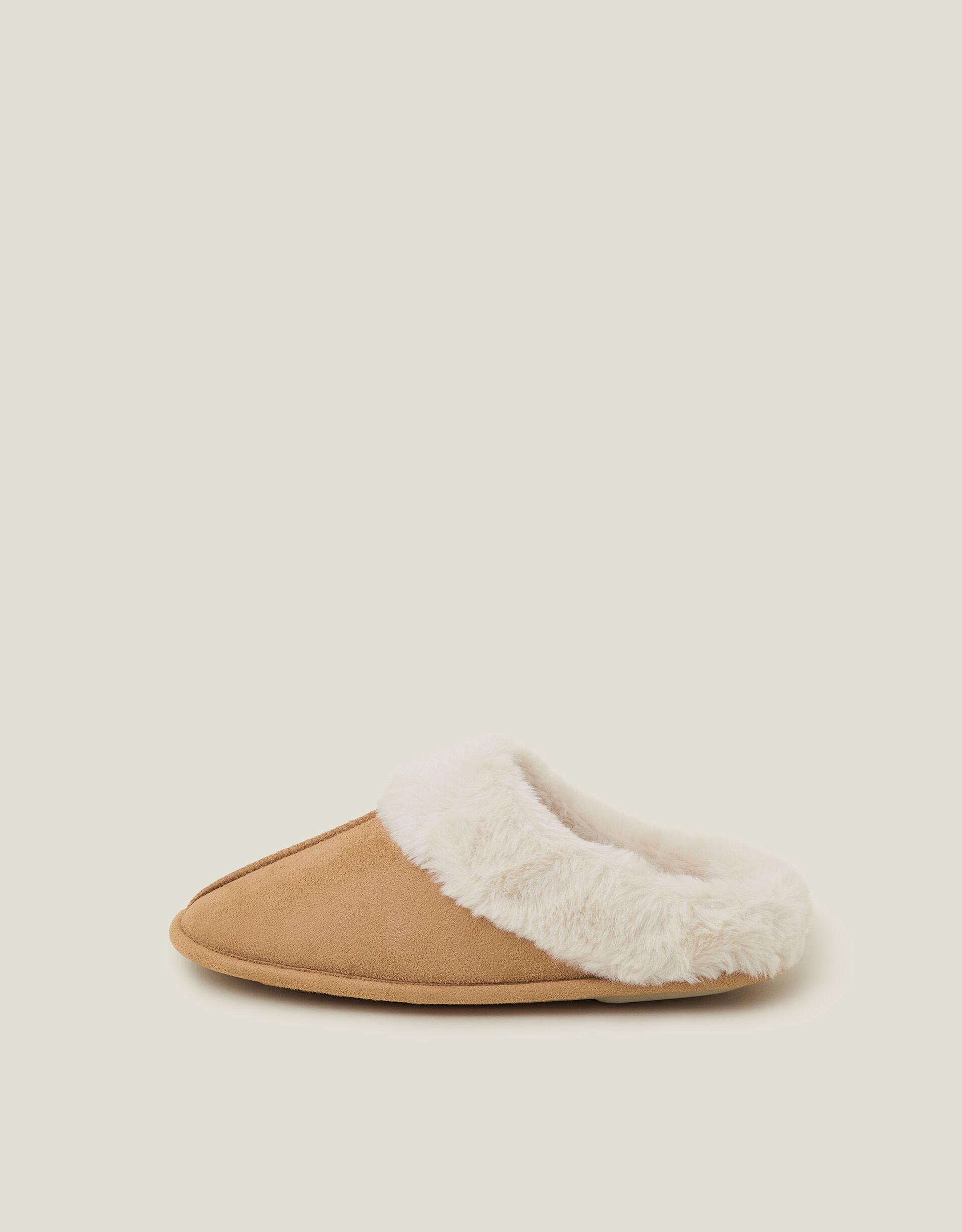 Faux Fur Mule Slippers Tan