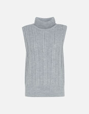 Polo Cable Knit Sleeveless Vest, Grey (LIGHT GREY), large