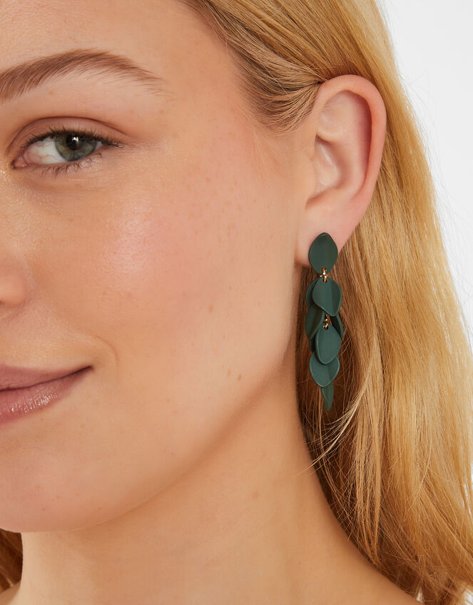 Enamel Willow Leaf Drop Earrings, , large
