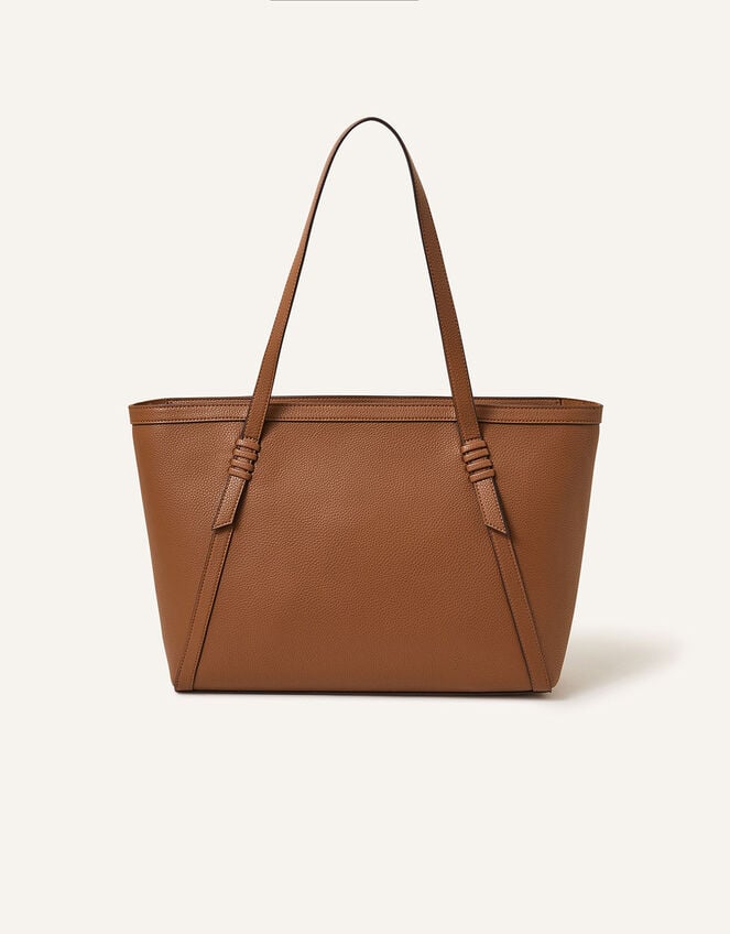 Artisanal Strap Detail Tote Bag, Tan (TAN), large