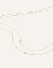 Sterling Silver Plated Long Leaf Necklace, , large